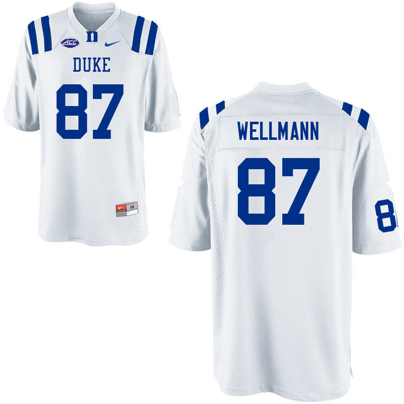 Men #87 Harrison Wellmann Duke Blue Devils College Football Jerseys Sale-White